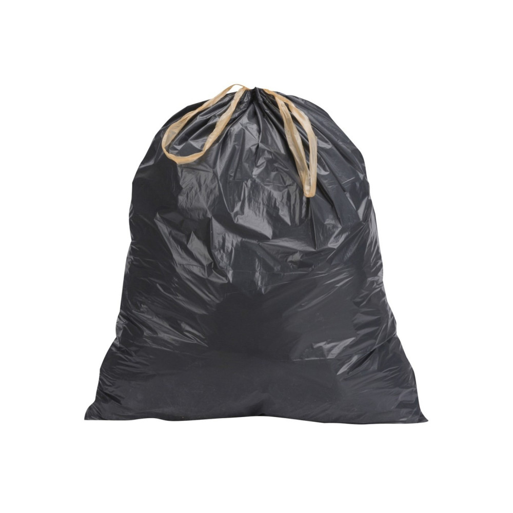 Sac poubelle à lien coulissant - 100L - Noir - 200 sacs - 34µ