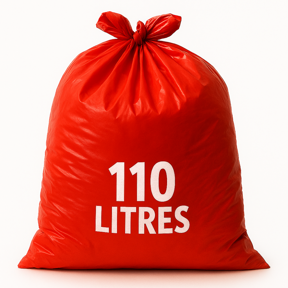 Sac poubelle - 110L - Rouge - 250 sacs - 40µ