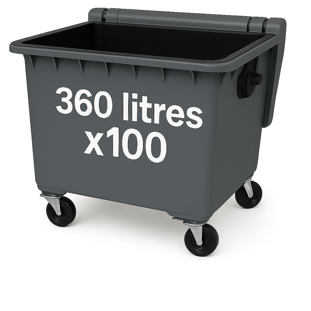 Housse pour conteneur - 360L - Noir - 100 sacs - 30µ