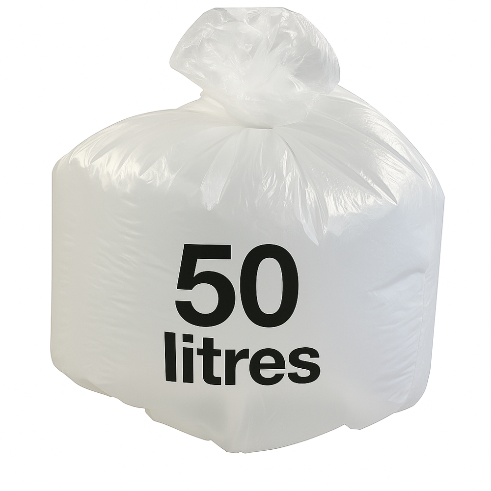 Sac poubelle - 50L - Blanc - 500 sacs - 14µ