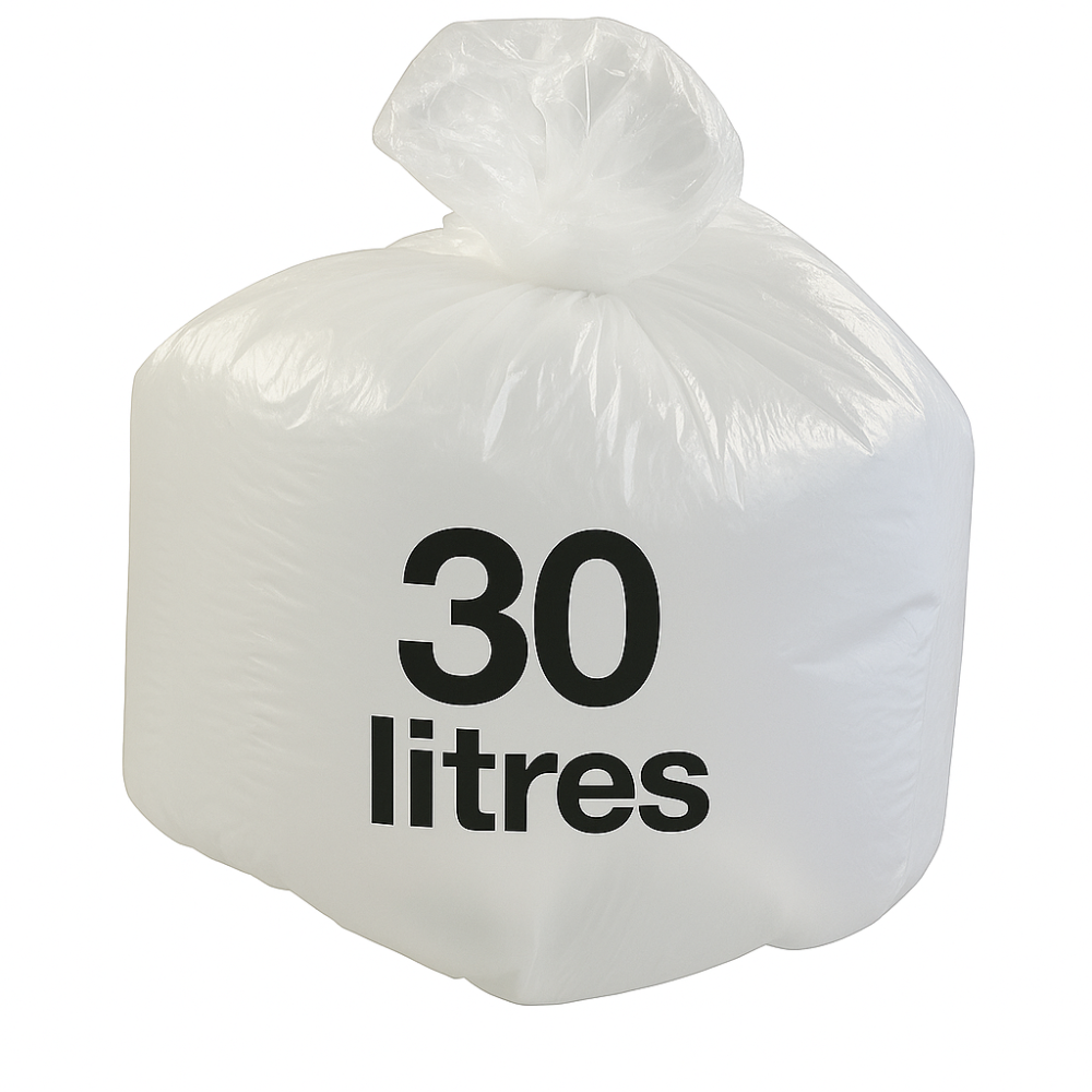 Sac poubelle - 30L - Blanc - 500 sacs - 12µ
