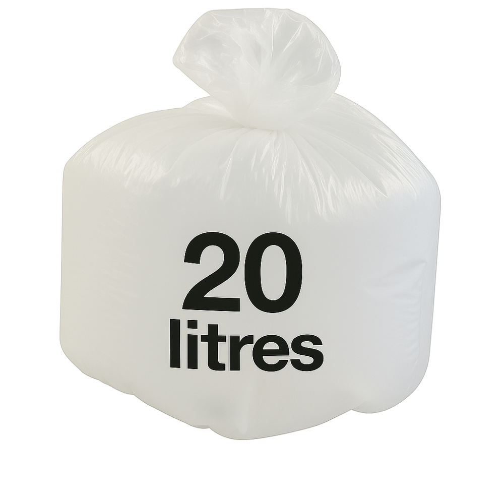 Sac poubelle - 20L - Blanc - 1000 sacs - 11µ