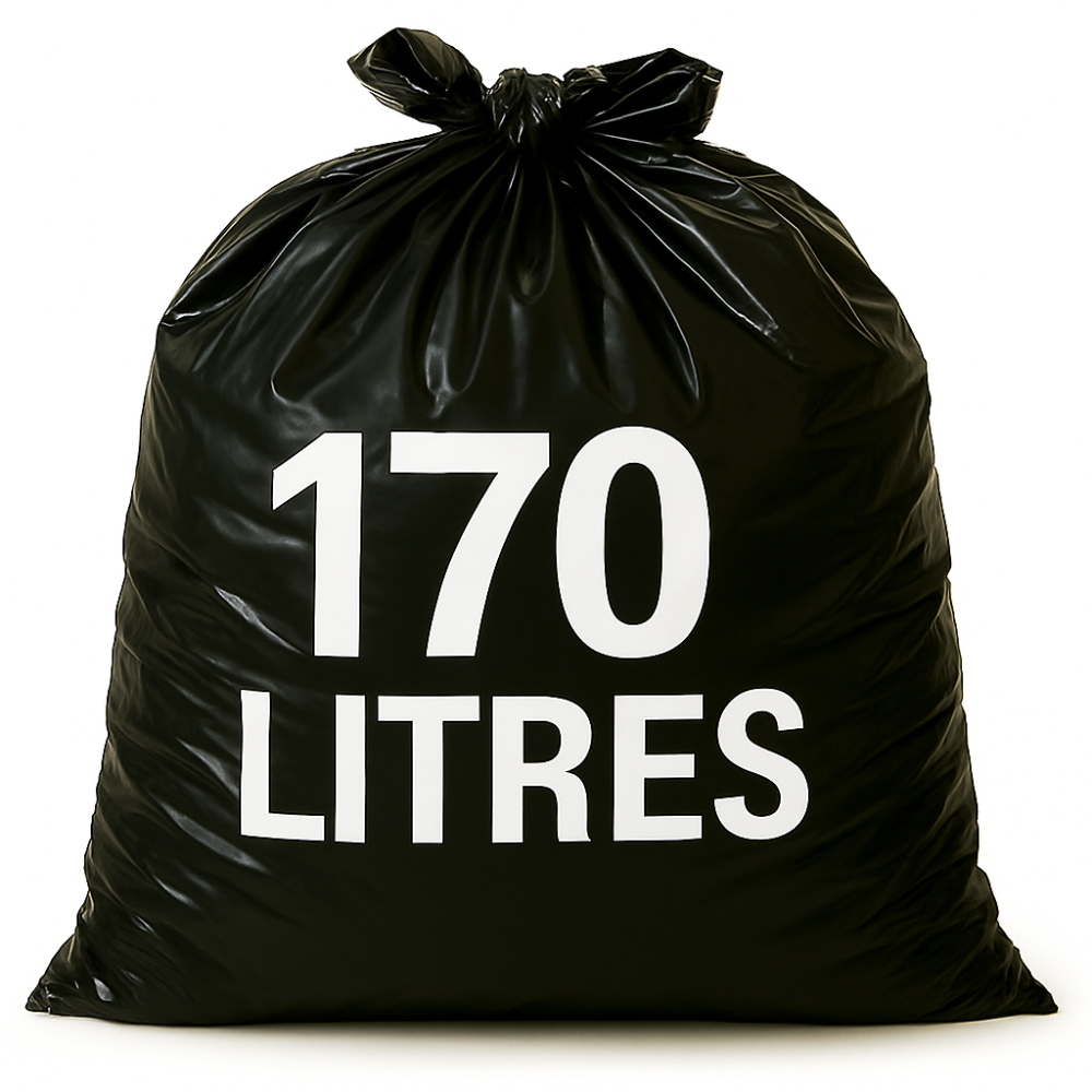 Sac poubelle - 170L - Noir - 100 sacs - 55µ