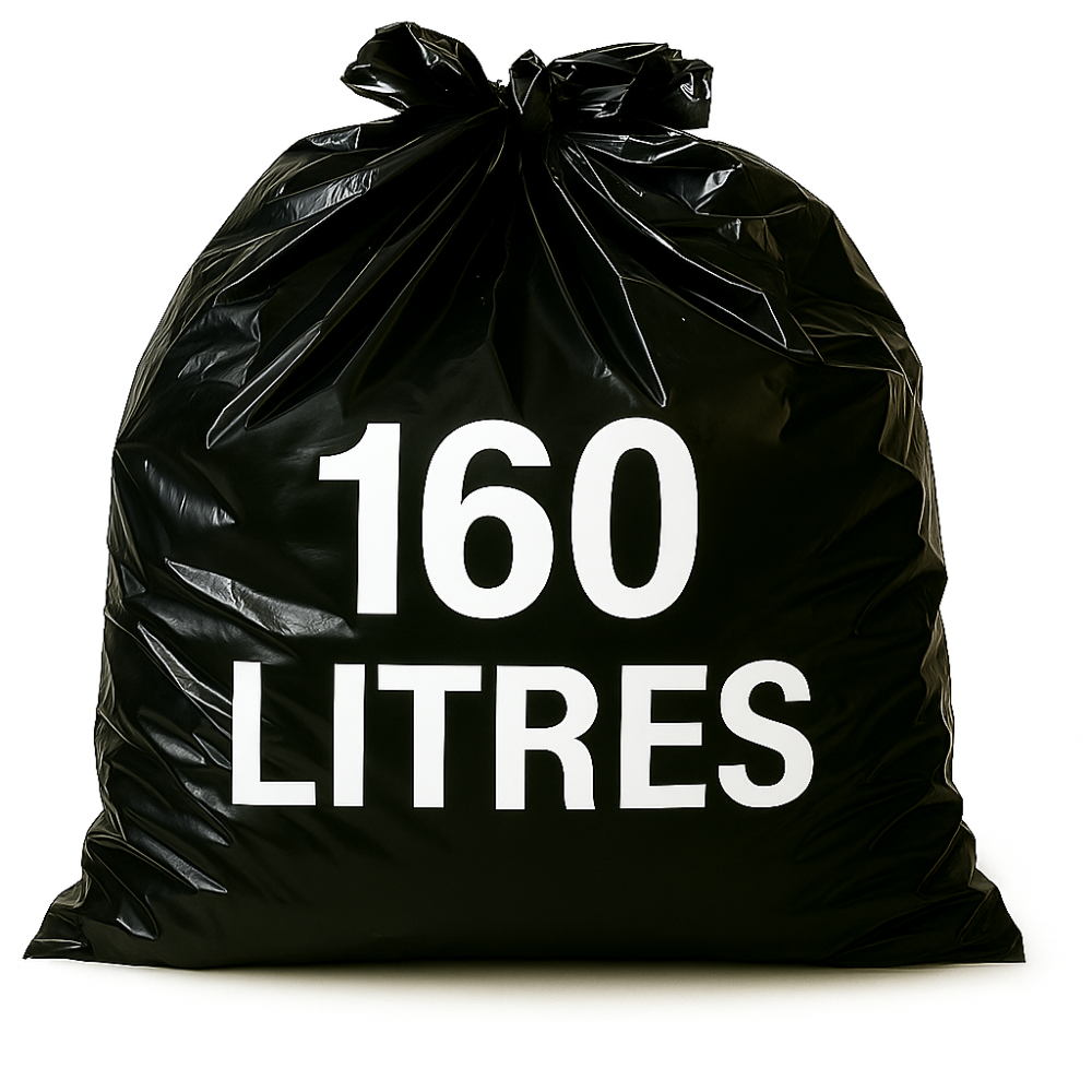 Sac poubelle - 160L - Noir - 100 sacs - 65µ