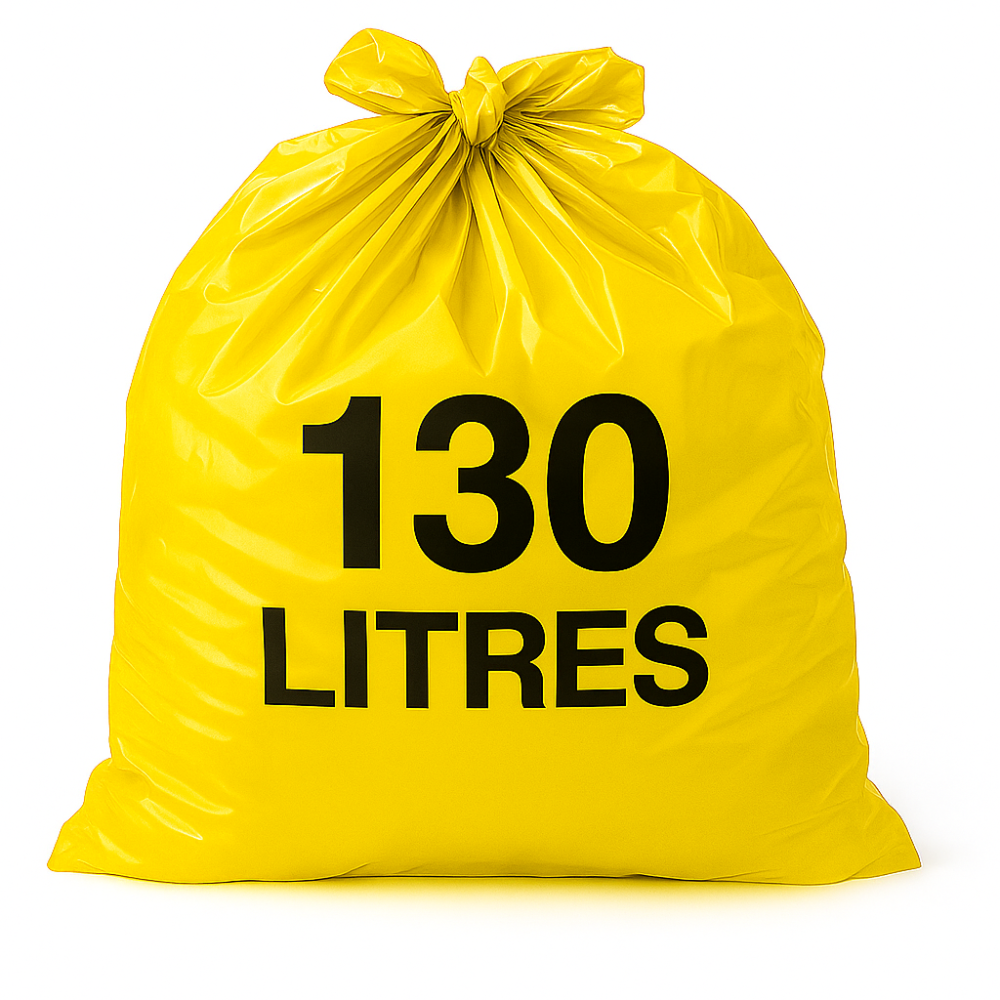 Sac poubelle - 130L - Jaune - 100 sacs - 40µ