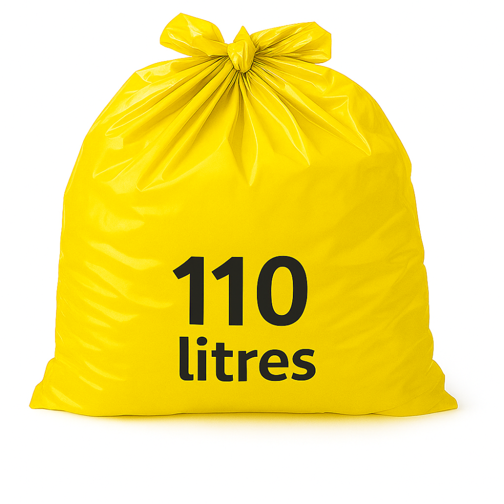 Sac poubelle - 110L - Jaune - 200 sacs - 40µ