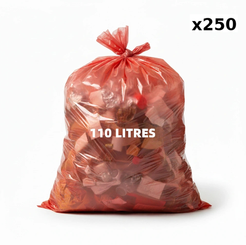 Sac poubelle - 110L - Rouge - 250 sacs - 40µ