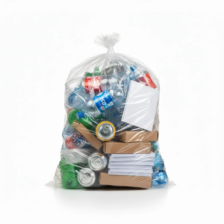 Sac poubelle - 110L - Transparent - 200 sacs - 40µ