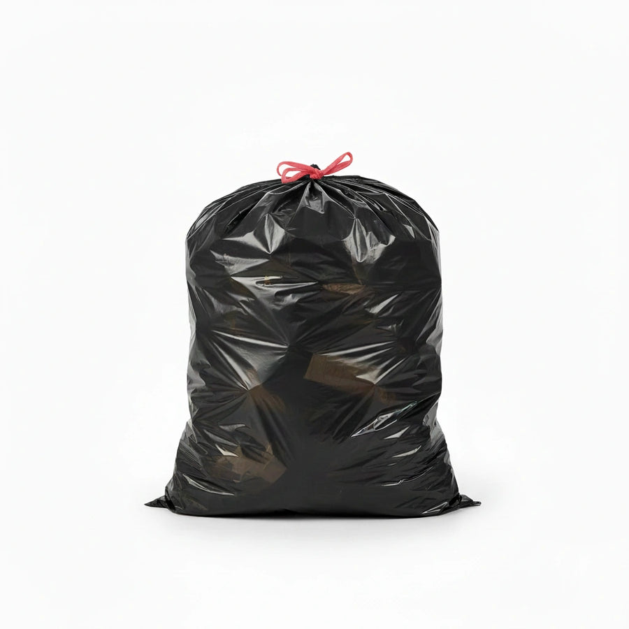 Sac poubelle à lien coulissant - 100L - Noir - 200 sacs - 34µ