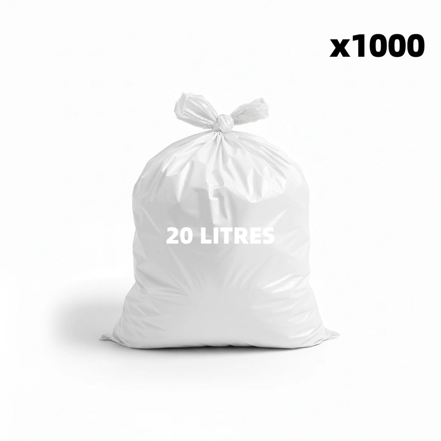 Sac poubelle - 20L - Blanc - 1000 sacs - 11µ