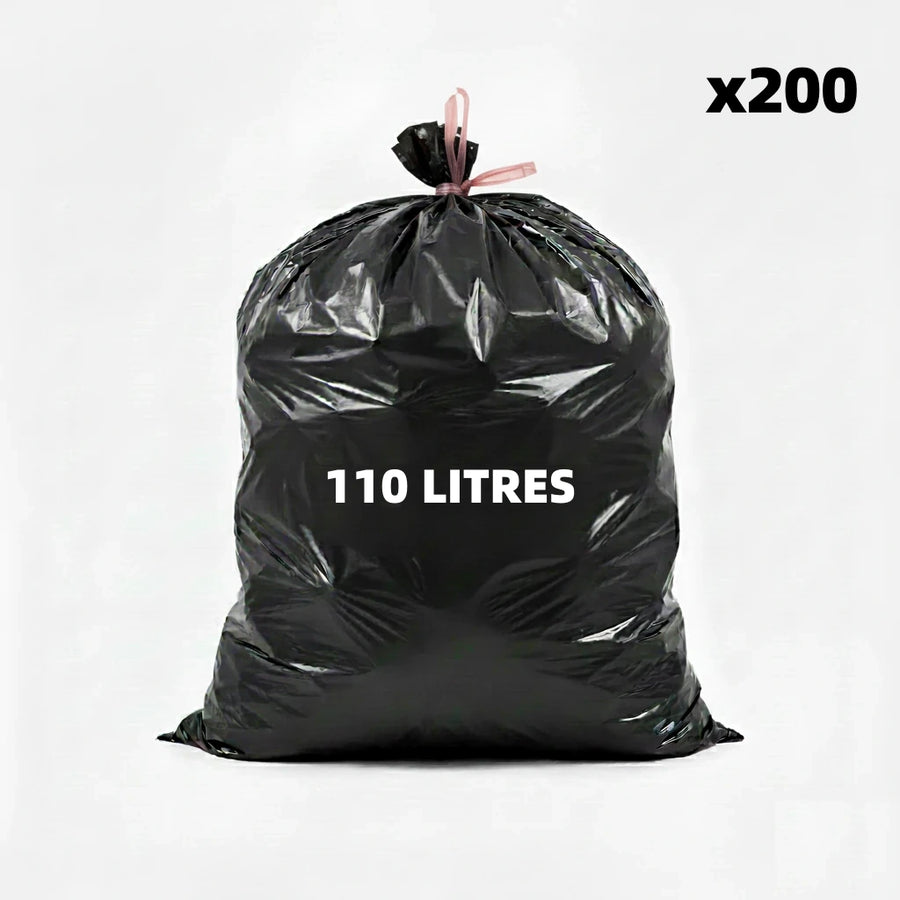 Sac poubelle - 110L - Noir - 200 sacs - 18µ