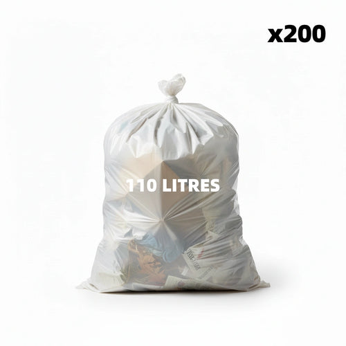 Sac poubelle - 110L - Blanc - 200 sacs - 40µ