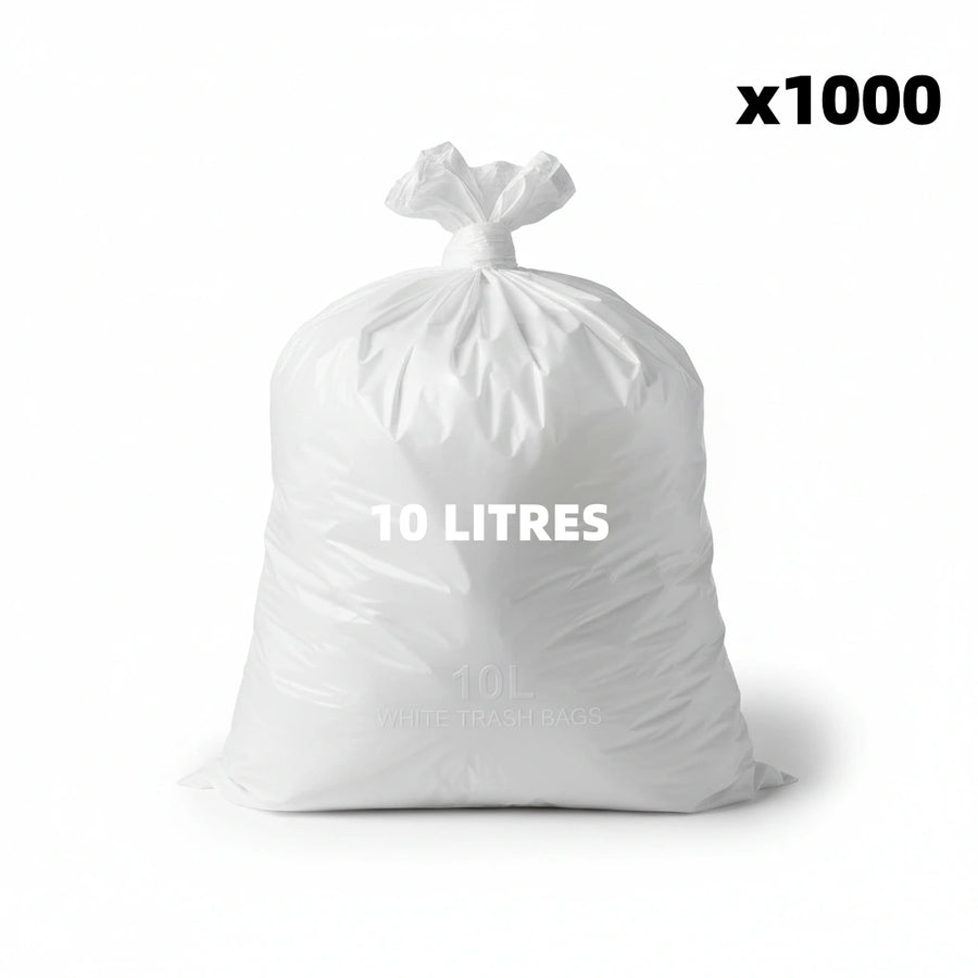 Sac poubelle - 10L - Blanc - 1000 sacs - 10µ