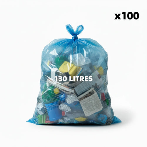 Sac poubelle - 130L - Bleu - 100 sacs - 40µ