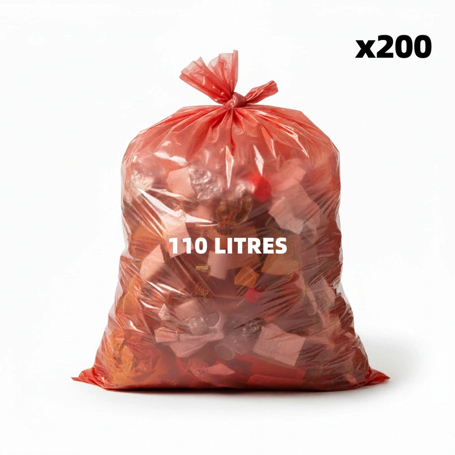 Sac poubelle - 110L - Rouge - 200 sacs - 40µ