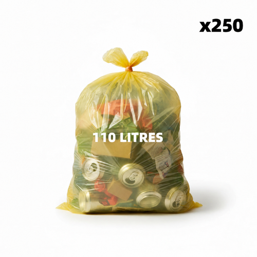 Sac poubelle - 110L - Jaune - 250 sacs - 40µ
