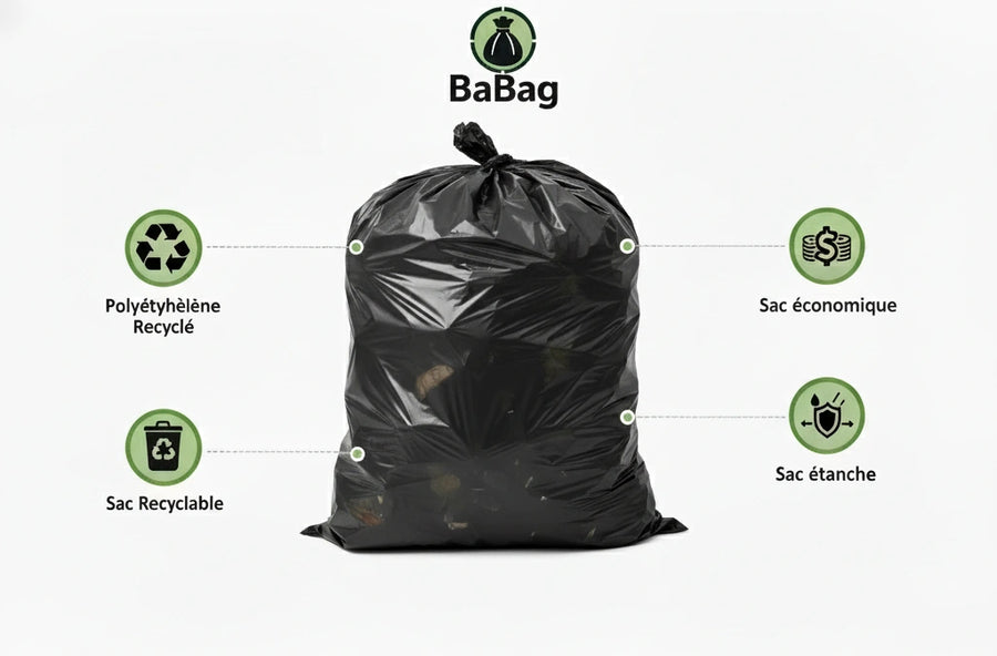 Housse pour conteneur - 750L - Noir - 50 sacs - 30µ