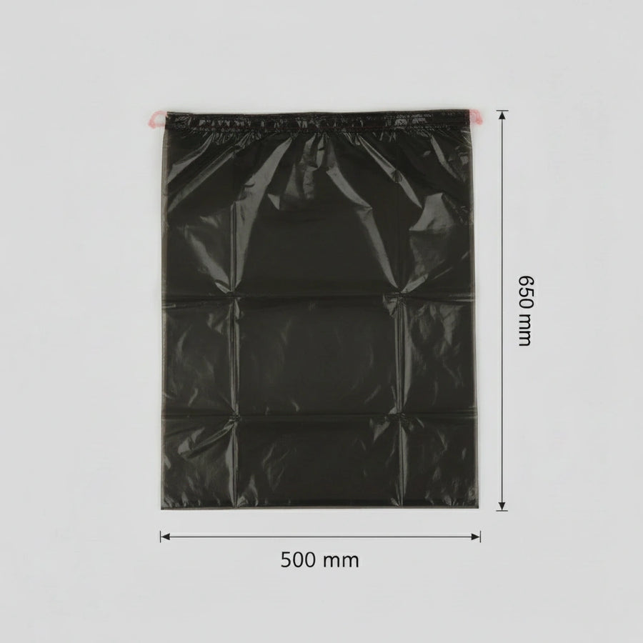 Sac poubelle à lien coulissant - 30L - Noir - 500 sacs - 23µ