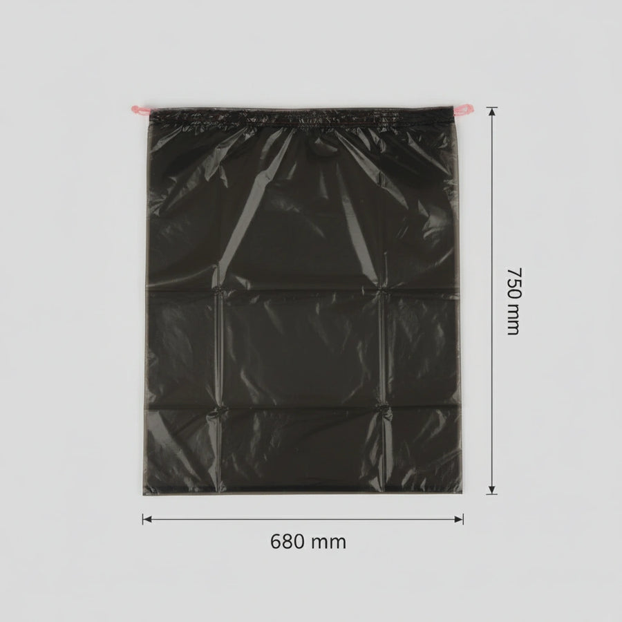 Sac poubelle à lien coulissant - 50L - Noir - 250 sacs - 28µ