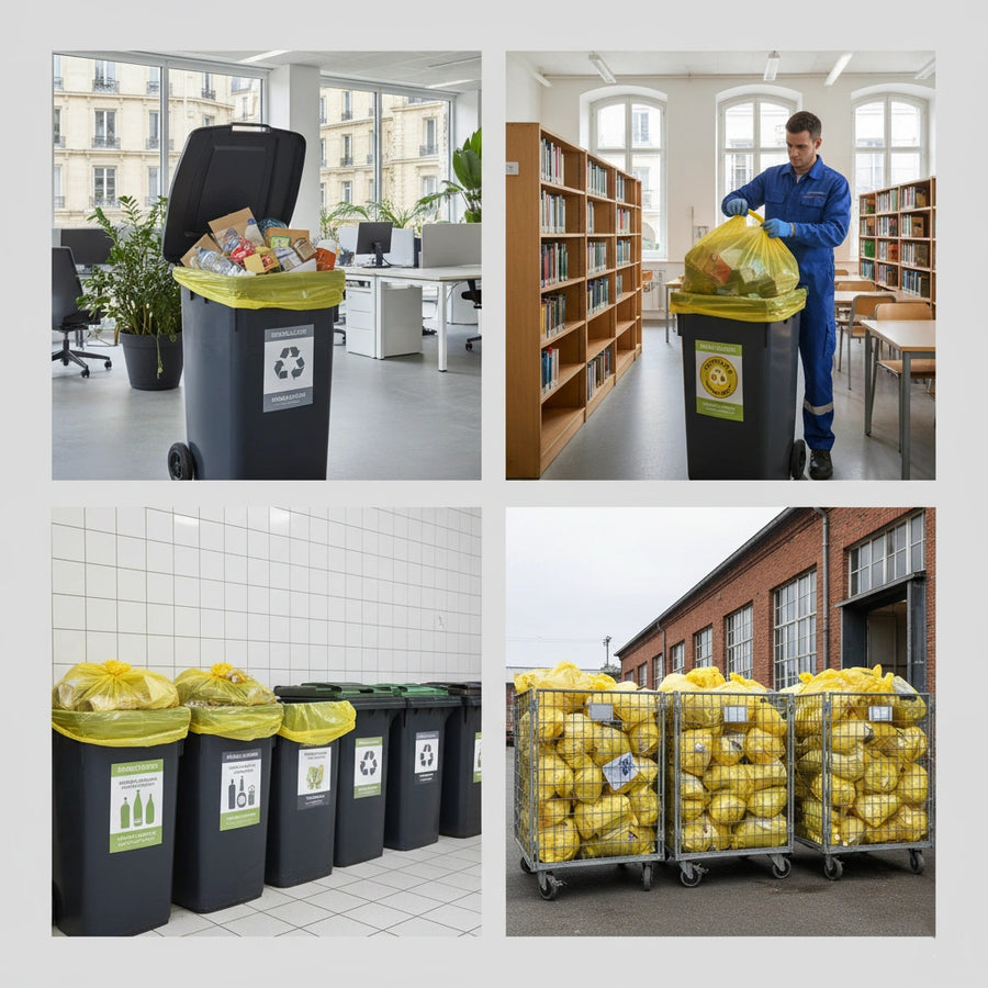 Sac poubelle - 130L - Jaune - 100 sacs - 40µ