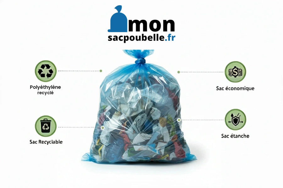 Sac poubelle - 30L - Bleu - 500 sacs - 12µ