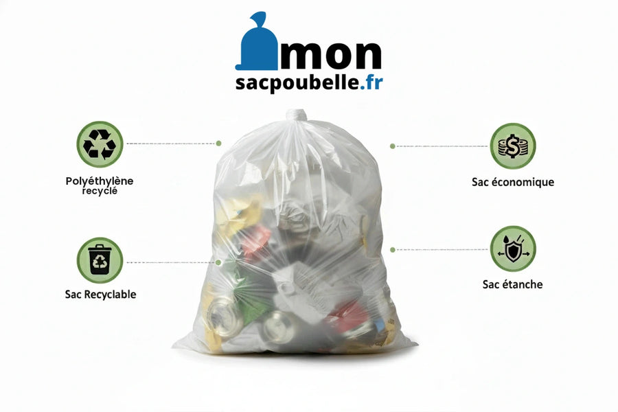 Sac poubelle - 30L - Blanc - 500 sacs - 12µ