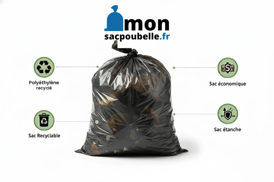 Sac poubelle - 30L - Noir - 500 sacs - 12µ