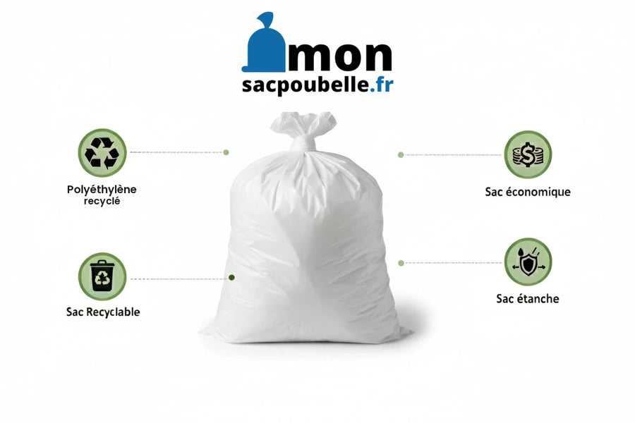 Sac poubelle - 10L - Blanc - 1000 sacs - 10µ