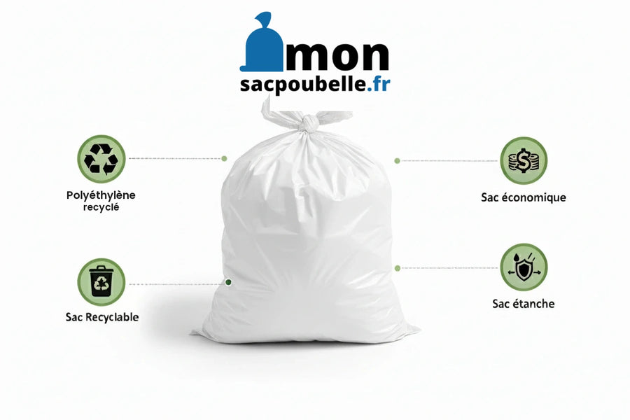 Sac poubelle - 20L - Blanc - 1000 sacs - 11µ