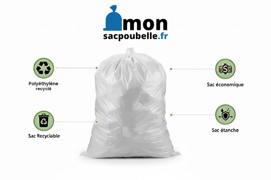 Sac poubelle - 50L - Blanc - 500 sacs - 14µ