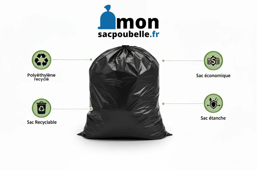 Sac poubelle - 50L - Noir - 500 sacs - 14µ
