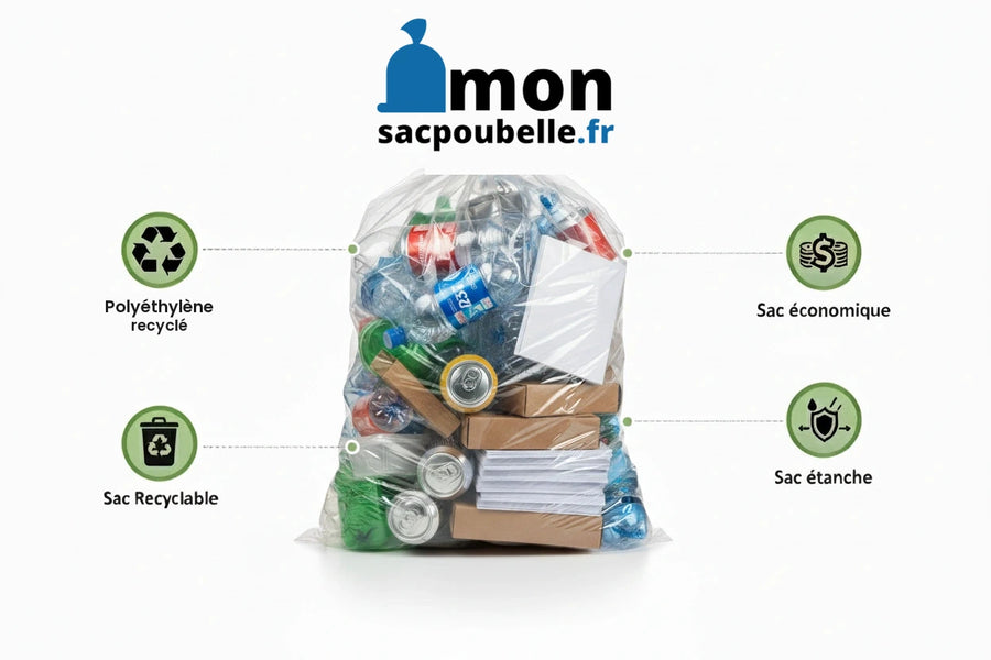 Sac poubelle - 110L - Premium - Transparent - 200 sacs - 22µ