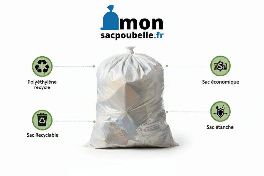 Sac poubelle - 110L - Blanc - 200 sacs - 40µ