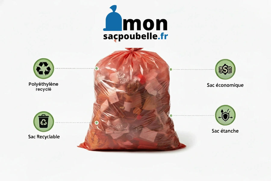 Sac poubelle - 110L - Rouge - 200 sacs - 40µ