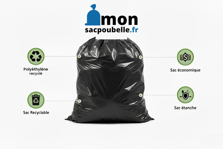 Sac poubelle - 110L - Noir - 200 sacs - 45µ