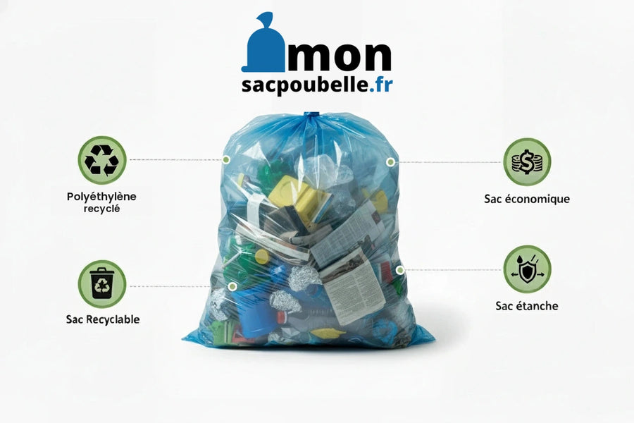 Sac poubelle - 130L - Bleu - 100 sacs - 40µ