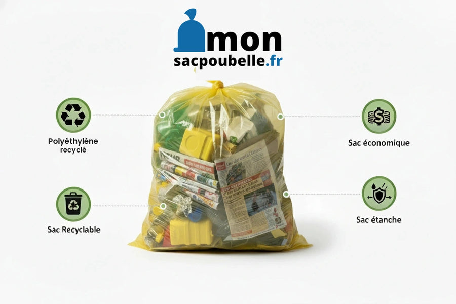 Sac poubelle - 130L - Jaune - 100 sacs - 40µ
