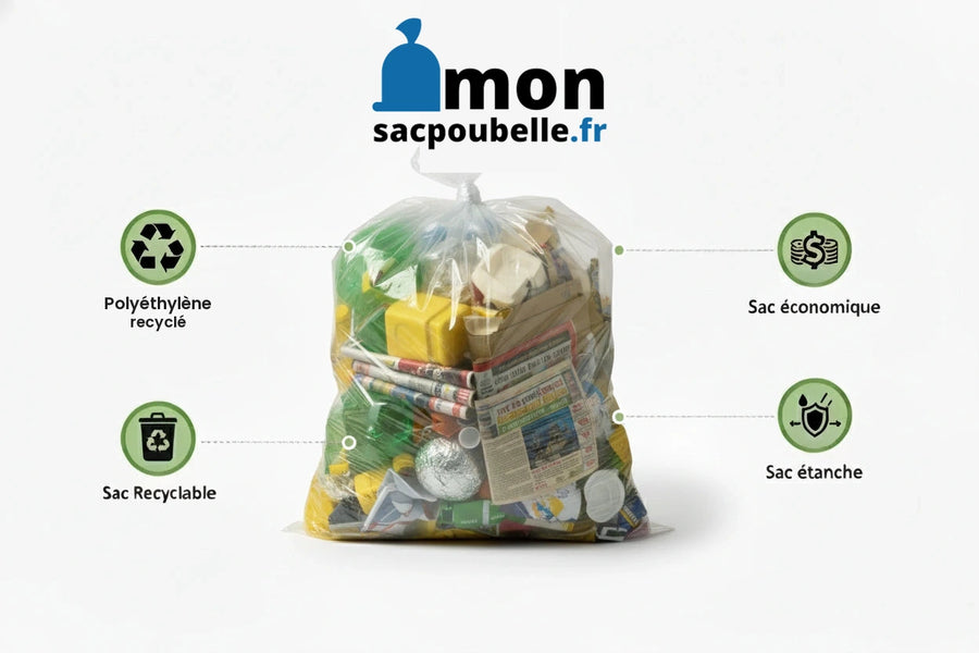 Sac poubelle - 130L - Transparent - 200 sacs - 30µ